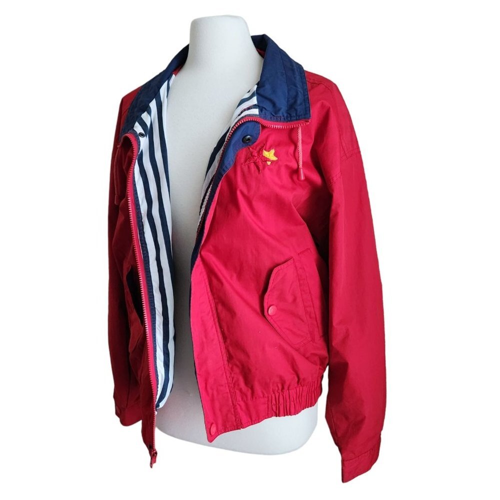 Vintage 1990's Y2K Hartwell Via Sport Red Coat‎ Jacket Striped Star